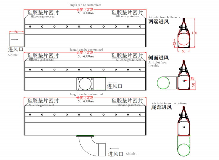 A-G Aluminium Alloy Air Knife Structure